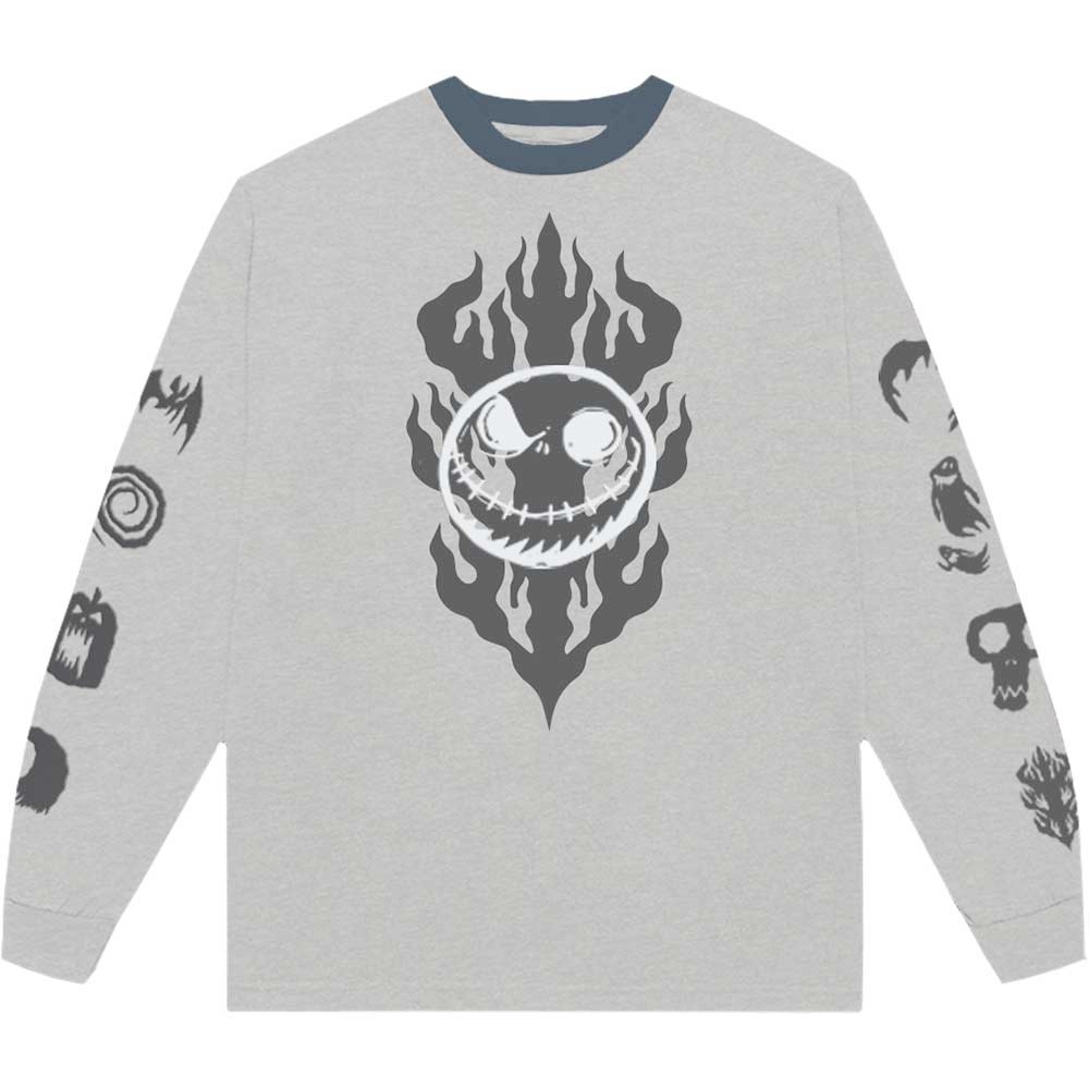 Disney The Nightmare Before Christmas - Flaming Jack Top à manches longues - Gris